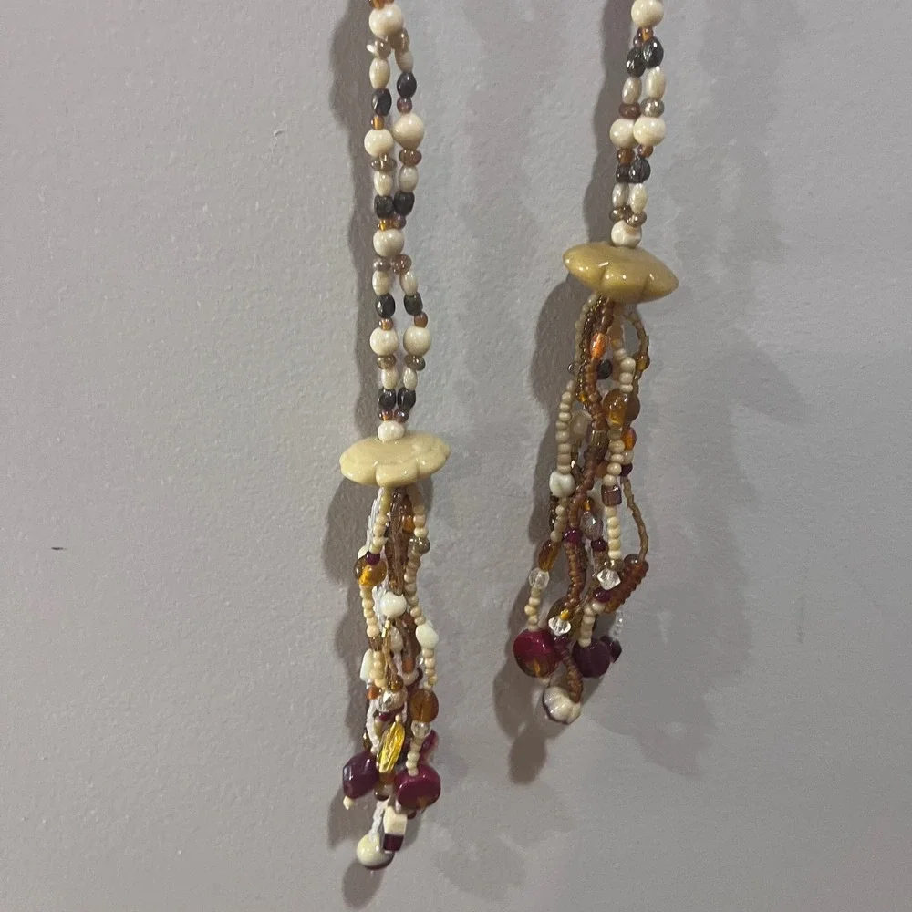 Pier 1 Imports Beaded Accent Garland 60in Boho Acrylic Tassel Cream Brown